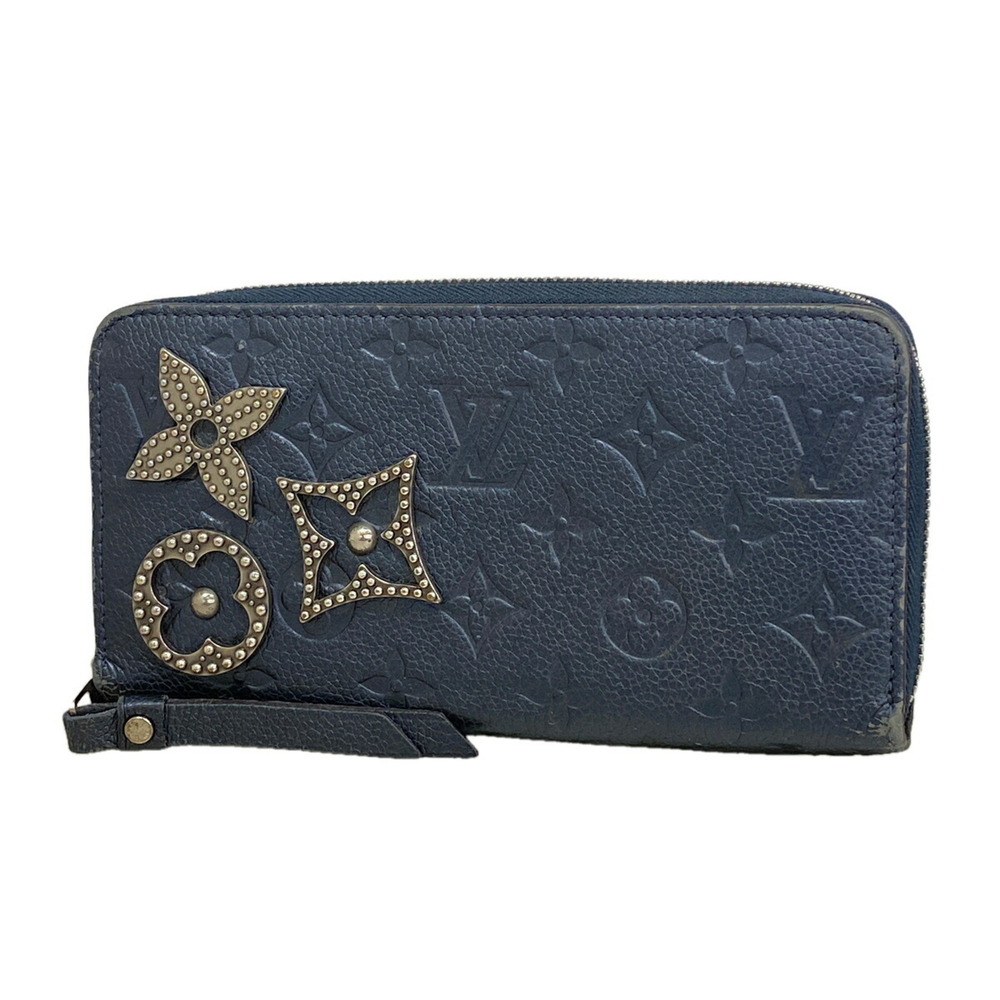 Louis Vuitton Monogram Empreinte Flower Stud Zippy Wallet M62069 Marine Metal...